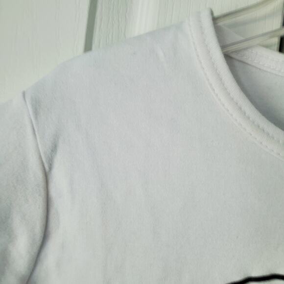 White Cotton Novelty Print Short Sleeve -Shirt M Fun Quirky Nautical Glam Casual - Picture 4 of 10